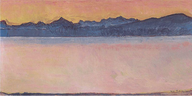 Ferdinand Hodler Genfersee mit Mont-Blanc im Morgenrot